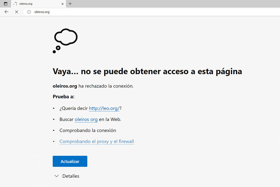 Web Concello Oleiros caída